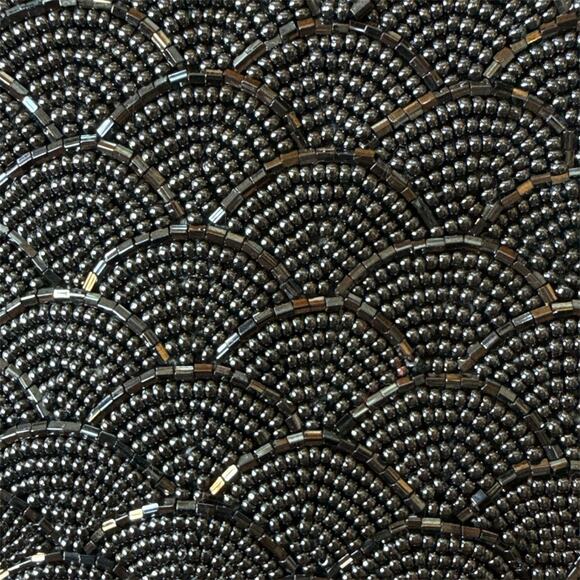 Vintage Jerome’s Black Gray Beaded Clutch Art Deco Evening Bag Formal 20" Chain - Picture 7 of 8